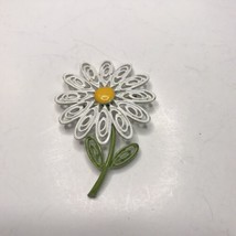 Vintage Coro Daisy Brooch with Stem Enamel and Open Work - $23.38
