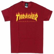 Mens T-shirt Thrasher Flame Logo Cardinal Red - £13.67 GBP