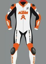 Ktm Suit Cowhide Leather Suit Motorbike Suit Motorcycle Leder Racing Ce Padding - £221.09 GBP