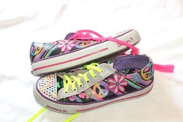 Skechers Twinkle Toes Girls Light Up Sneakers Size US 3 UK 2 Eu 35 Peace Flowers - $14.85