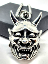 Japanese Hannya Stainless Steel 23&quot; Necklace Pendant Traditional Wards Of Evil - £15.05 GBP