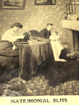 Antique 1908 Matrimonial Bliss in Poplar Bluff, Mo Using Sewing Machine postcard - $13.10