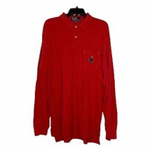 Polo Ralph Lauren LS Golf Shirt Ski Bear Logo Size XL Red Made In USA - $39.59