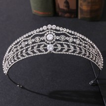 Baroque  Crystal Leaf Bridal Tiaras Crown Rhinestone Pageant Diadem CZ Headbands - £14.17 GBP