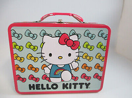 Hello Kitty Tin Lunch Box Carry All Pink and Blue - $7.43