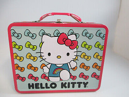 Hello Kitty Tin Lunch Box Carry All Pink and Blue - £5.95 GBP