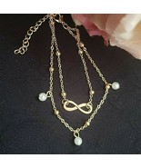 Womens Anklet Ankle Bracelet Pearls Infinity Sign Gold / Silver Alloy So... - $9.90