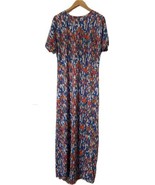 LuLaRoe Womens Maria Maxi Dress Sz XL Multicolor Short Sleeve Made In USA - £19.66 GBP