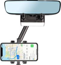 Car Phone Holder Rear View Mirror, 360 Degree Rotation Retractable Unive... - £9.51 GBP