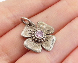 PANDORA 925 Sterling Silver - Vintage Pink Topaz Flower Motif Pendant - PT4199 - £38.45 GBP