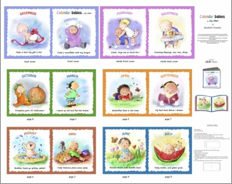 36&quot; X 44&quot; Panel Calendar Babies Kids Soft Book Jay Allen Cotton Fabric D... - $13.95