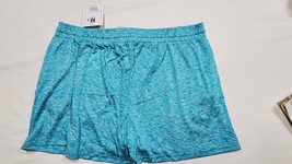 L- Real Essentials BLUE BLACK Dry Fit Moisture Wicking Shorts w/2 Zip Pockets - £11.11 GBP
