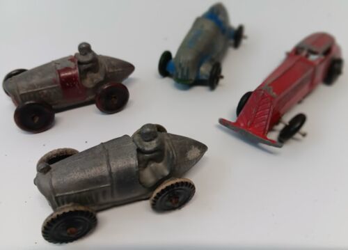 Lot of 4 Vintage Cast race cars, Tootsie Offenhauser Kansas Barclay Manoil - $85.00