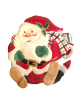 Fitz &amp; Floyd Plaid Santa Christmas 8&quot; Cookie Plate/Wall Hanging - $17.76 CAD