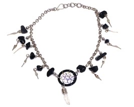 Mia Jewel Shop Dream Catcher Quartz Crystal Dangle Chip Stone Silver Metal Chain - £9.48 GBP