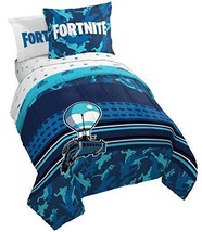 Fortnite Bedding Set 5-Piece Twin Bed Comforter Sheets Battle Bus Blue K... - $93.00