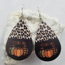 It&#39;s Fall Y&#39;all Pumpkin Leopard Teardrop Dangle Earrings - $13.86