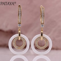 PATAYA New Black White Ceramic Drop Earrings Double Layer Women Long Earrings Na - £18.82 GBP