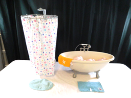 American Girl Doll Bubble Bathtub and Shower Set + Bubbles Towel - £33.50 GBP