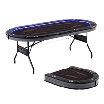 Poker Table 10 Player LED Texas Holdem Game Folding Casino Leg Cup Holde... - $382.44