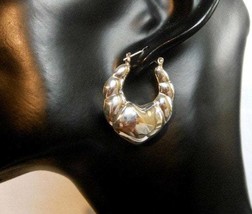Ribbed Texture Earrings, Heart Hoop Earrings, Women Silver Earrings | Sup Silver - £42.26 GBP