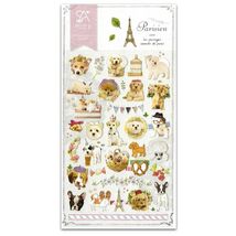 CUTE PARISIEN DOG STICKERS Puppy Kawaii Nylon Sticker Sheet Craft Scrapb... - $2.49