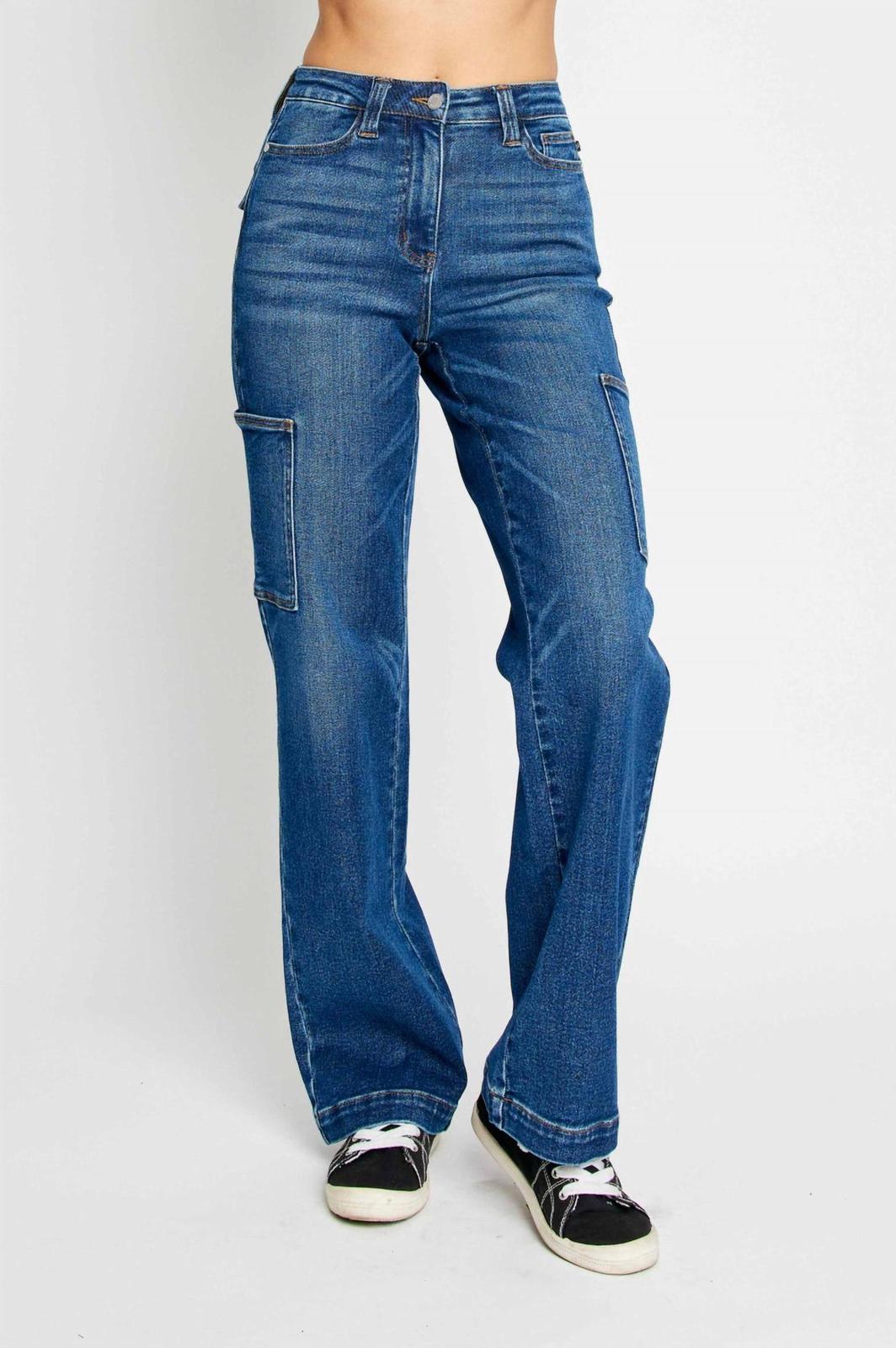 Judy Blue High Waist Cargo Bootcut Jeans Dark Wash - $40.00