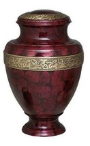 Large/Adult 200 Cubic Inch Crimson Marble Brass Funeral Cremation for Ashes - £162.38 GBP