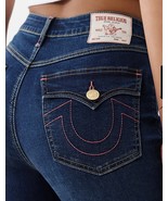 True Religion Jeans HALLE BIG T High Rise FLAP Skinny Logo Stretch SZ 28... - $3,626.46 MXN