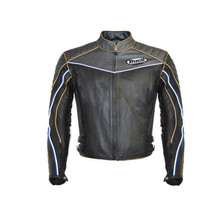 New Mens Buell Gray Black Motorcycle Biker Cowhide Leather Jacket Safety Pads 20 - £113.77 GBP
