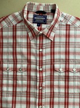 Rough Stock Panhandle Slim Shirt Mens XL Red Plaid Pearl Snap Western Cowboy - £15.64 GBP