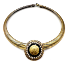 Vintage GIO Queen Elizabeth Regina Slide Medallion Pendant Omega Chain Necklace - £47.48 GBP