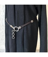 Brighton Braided Black Leather Rope Belt Silver Tone Hardware - Length 36&quot; - $37.95