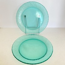 Torsade Turquoise Glass Arcoroc France Set of 2 Salad Plates 7.5” - $21.95