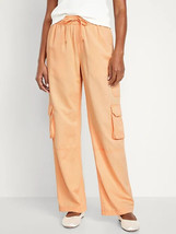 Old Navy Wide LEg Cargo Chino Pants Womens XL Tall Orange Pull On Cotton NEW - £22.64 GBP