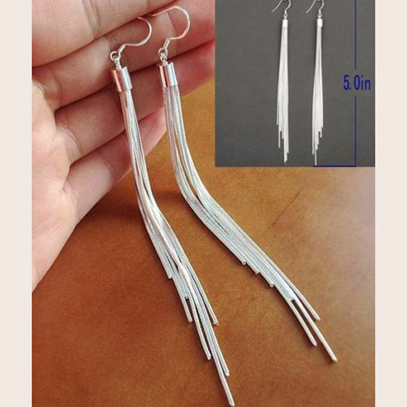 Women 925 Silver Sterling Ear Stud Dangle Hoop Drop Earrings Crystal Jewelry NEW - $18.00