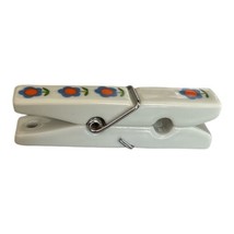 Vintage Made In Japan Ceramic? Porcelain? White Flowered Clothespin - £11.28 GBP