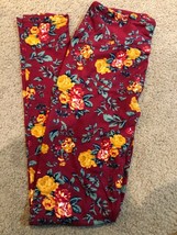 NEW LulaRoe leggings OS One Size Floral Realistic Roses Yellow Red Unicorn #156 - £14.86 GBP