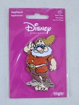 Disney Snow White &quot;Doc&quot; Dwarf Embroidered Iron On Patch Vtg New Sealed P... - $13.25