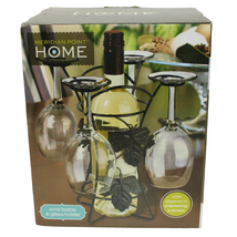 Meridian Home Grape Leaf Wine Bottle &amp; Cup Holder Counter Table Top - $19.79