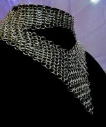 Aluminium Women Necklace – Silver Color Chain mail Neck piece Handmade W... - £32.42 GBP