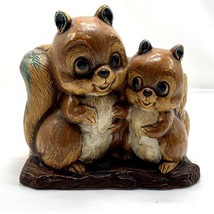 Vintage Squirrels Chipmunk Planter Ceramic Brown Home Decor - £21.79 GBP