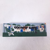 The Cat&#39;s Meow #293 Amish Clothesline Faline 1998 wood sitter dog laundry rare - £15.73 GBP