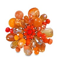 Stylish Red Cluster of Sparkling Crystals Pearls and Seashells Brooch Pin - £21.83 GBP