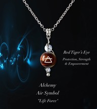 Alchemy Air Symbol Pendant 18&quot; Root Chakra Obsidian Garnet Jasper Tiger&#39;s Eye - $28.43+