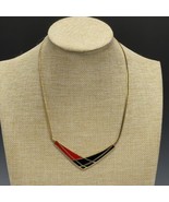 Vintage Avon Gold-Tone Enamel Bib Necklace Boomerang 1980&#39;s - $23.15