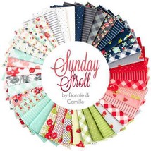Moda Sunday Stroll Bonnie &amp; Camille Jelly Roll 40 Strips Quilt Fabric Cotton - £50.99 GBP