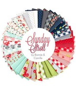 Moda SUNDAY STROLL Bonnie &amp; Camille JELLY ROLL 40 strips Quilt Fabric Co... - £50.61 GBP