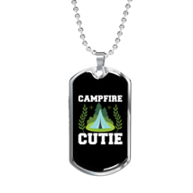 Camper Necklace  Campfire Cutie Necklace Stainless Steel or 18k Gold Dog Tag 24 - £37.92 GBP+