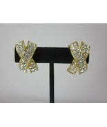 Vintage Gold Tone Letter X Clear Crystal Clip On Earrings - £11.83 GBP